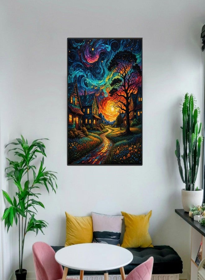 ldazao Starry Paint By Numbers Kit For Adults, Country Night Paint By Number Kits For Beginner Moon Acrylic On Canvas Diy Oil Painting Kit Adults' Paint-By-Number Kits For Gift Home Wall Decor 16x20 Inch - Image 3