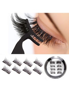 HY Dual Magnetic Eyelashes, 0.2mm Ultra Thin Magnet, Light weight & Easy to Wear, Best 3D Reusable Eyelashes with Applicator (8 Pcs with Tweezers)  - Image 2