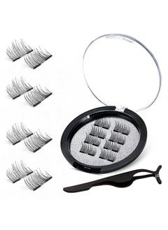 HY Dual Magnetic Eyelashes, 0.2mm Ultra Thin Magnet, Light weight & Easy to Wear, Best 3D Reusable Eyelashes with Applicator (8 Pcs with Tweezers)  - Image 1