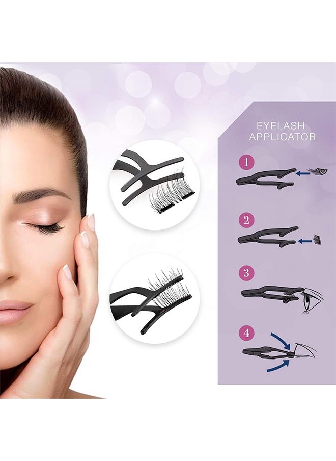 HY Dual Magnetic Eyelashes, 0.2mm Ultra Thin Magnet, Light weight & Easy to Wear, Best 3D Reusable Eyelashes with Applicator (8 Pcs with Tweezers)  - Image 5