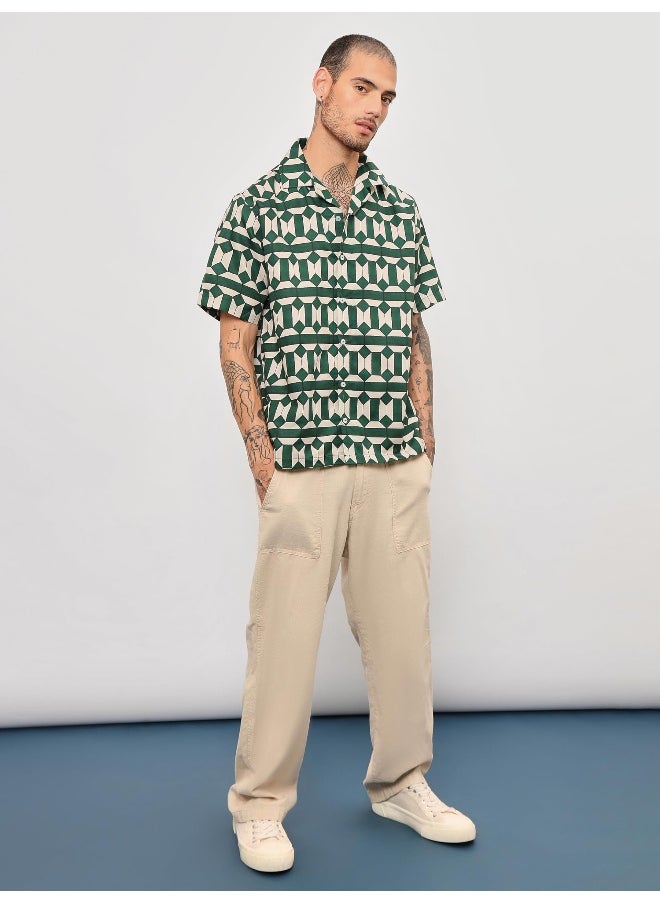 Beyoung Half Sleeve Geometric Hawaiian Shirt for Men Multicolour  - Image 4