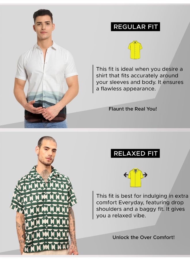 Beyoung Half Sleeve Geometric Hawaiian Shirt for Men Multicolour  - Image 5