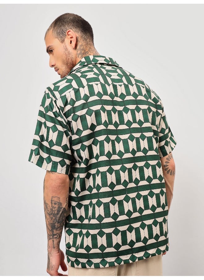 Beyoung Half Sleeve Geometric Hawaiian Shirt for Men Multicolour  - Image 3