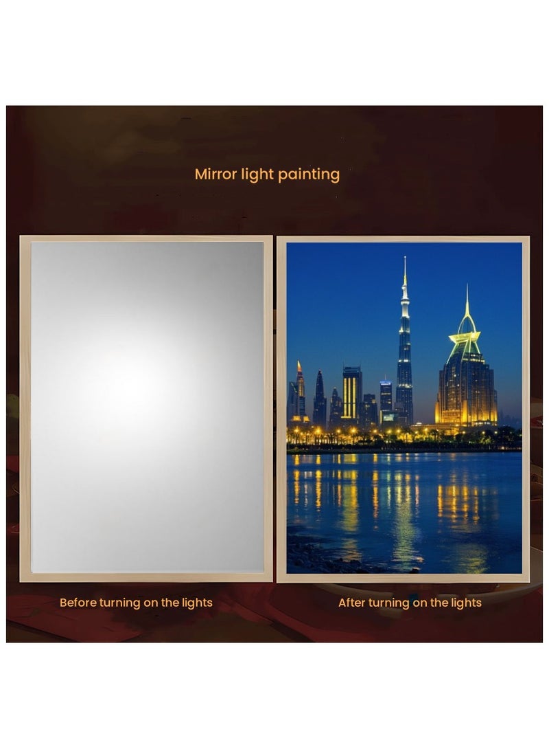 Anna 8-Inch Decorative Bedroom Headboard Mirror Light - LED Light Artwork, Perfect for Bedroom, Living Room, Home Office, Creative Home Decor - Image 3