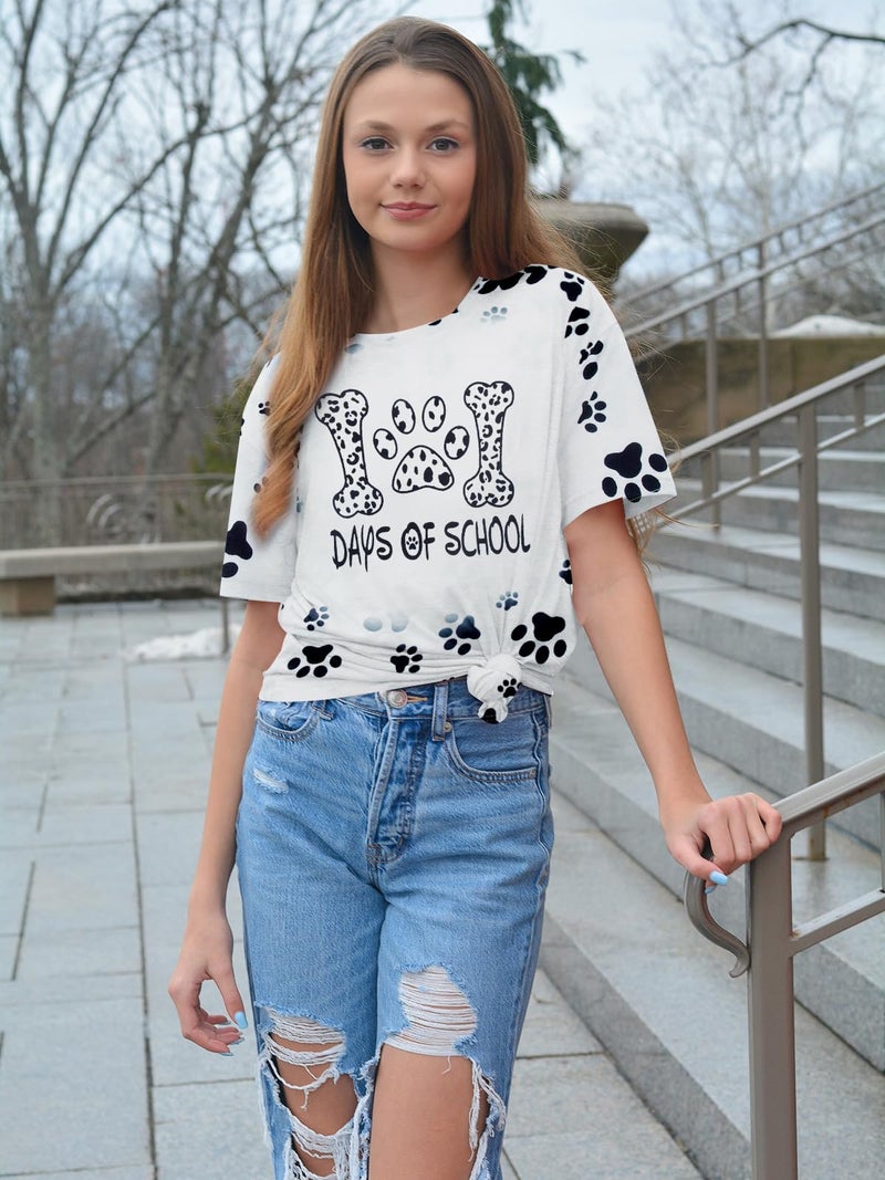 MAXIMGR 101 Day of School Shirt Dalmatian Shirt Women Teacher Shirts Funny Teacher Gifts Tshirt Casual Short Sleeve Tee Tops White - Image 3