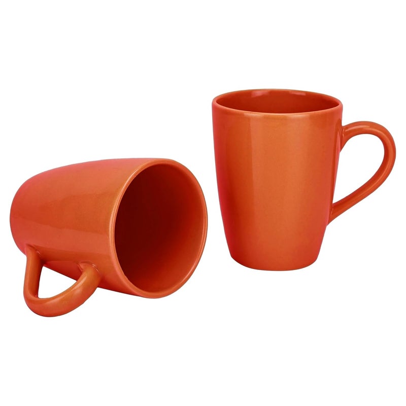 CRAF10 Exquisite Solid Coffee Mug Deep Orange Ceramic Microwave Safe 340ml Capacity Dishwasher Freezer Safe Pack of 2 - Image 1