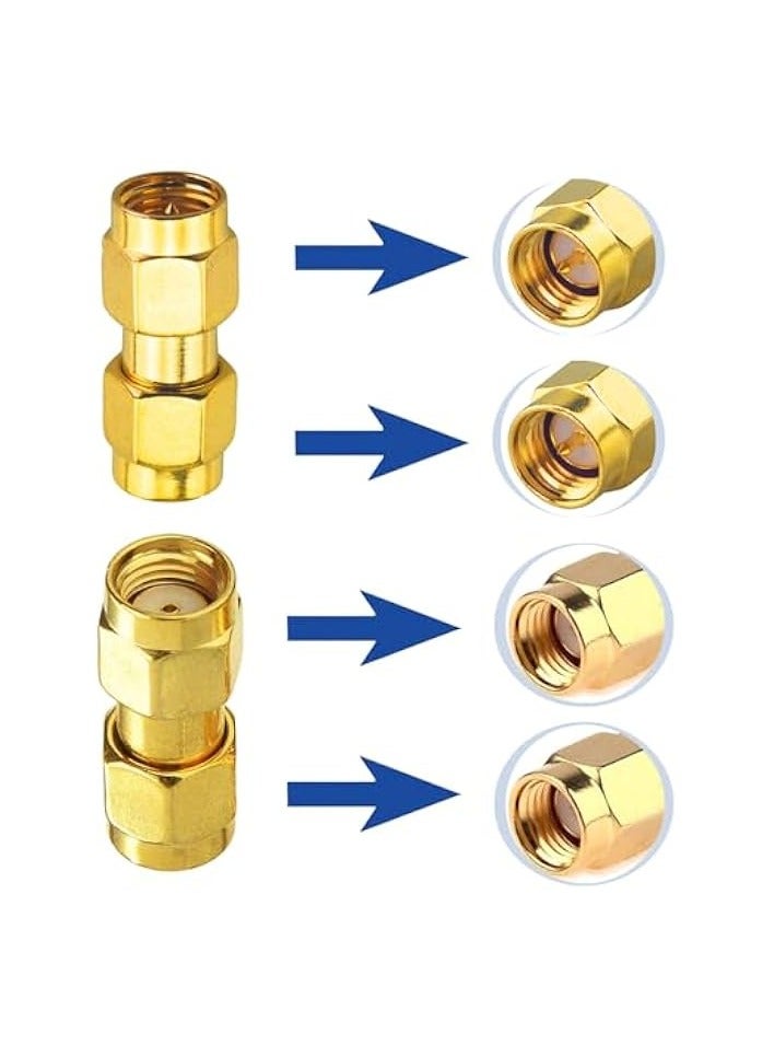 erorex [2+2]PCS SMA Male to SMA Male and SMA Female to SMA Female Connector SMA Coupler Adapter Converter for Antenna, Radio, WiFi - Image 3