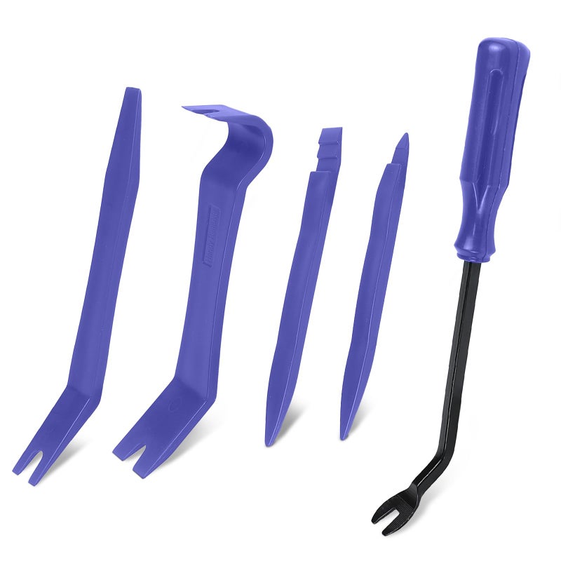 Wogomz 5PCS Auto Trim Removal Tool Kit NoScratch Plastic Pry Kit Interior Fastener Remover Pry Tool Set for Car Door Clip Panel Audio Dashboard Dismantle Universal Car Accessories Blue