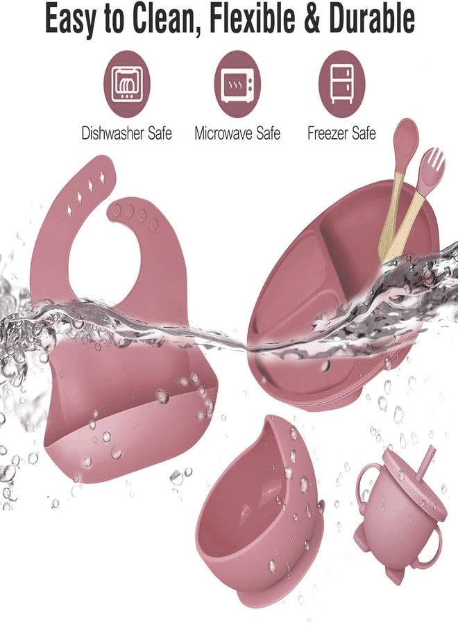 TRIVYOM Baby Feeding Set, 6 Pcs, BPA-Free Baby & Toddler Feeding Kit with, Suction Plates & Bowls Set, Self-Feeding Baby Spoons, Toddler Plates for Baby Utensils 6-12 Months,Tableware Set (Pink) - Image 4