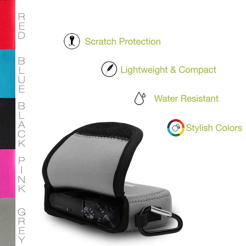 MegaGear حقيبة كاميرا ميغا جير باناسونيك لوميكس DMC-LX10 نيون خفيفة للغاية، مع كارابينر - رمادي - MG1030، جلد PU - Image 5