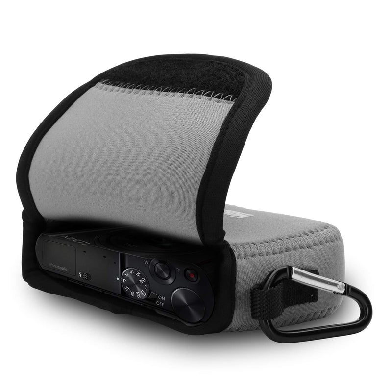 MegaGear حقيبة كاميرا ميغا جير باناسونيك لوميكس DMC-LX10 نيون خفيفة للغاية، مع كارابينر - رمادي - MG1030، جلد PU - Image 3