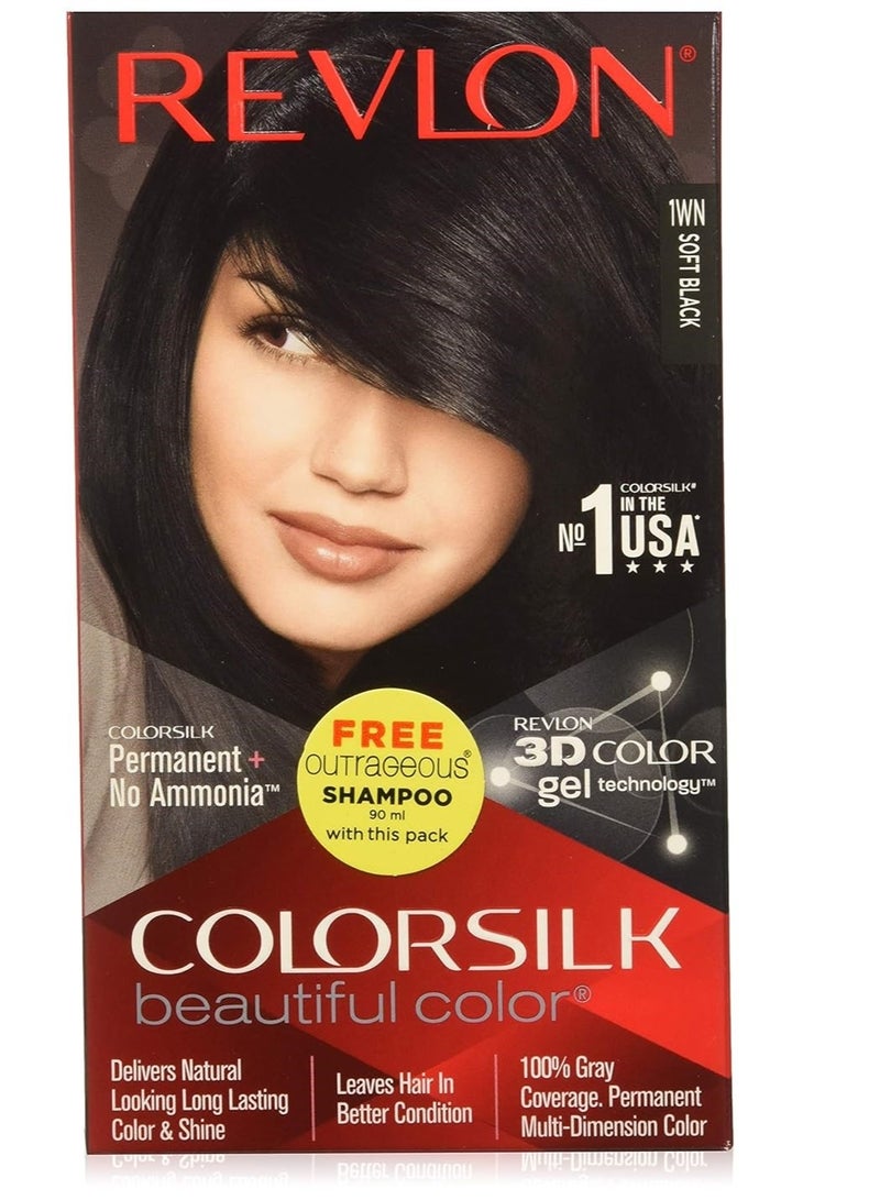 Revlon Colorsilk Hair Color Soft Black 1wn With Outrageous Shampoo,  90 ml - Image 3