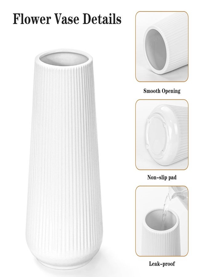 GUKJOB White Ceramic Vase, GUKJOB Flower Vase Ceramic Vase for Flowers, Decorative White Vase for Pampas Grass, Small Vase for Home Living Room Dining Table Farmhouse Office Decor (White - 2PCS) - Image 3