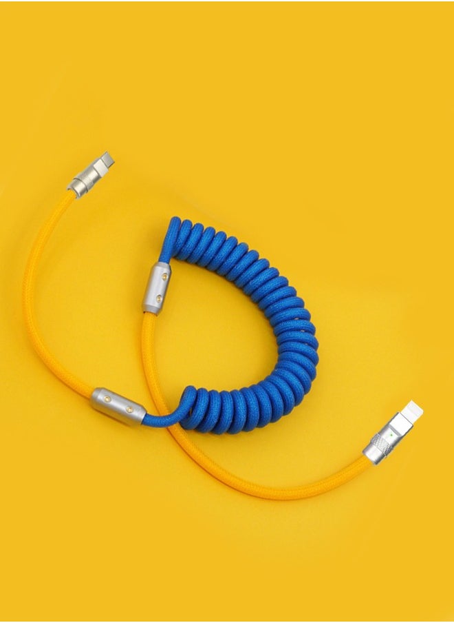 HY - Coiled Lightning PD Cable, 120W Power Delivery PD Fast charge Cable USB to Lightning for iPhone 14/13/12/11 Pro 14/13/12/11Pro Max 14/13/12/11Plus, iPad - Image 1