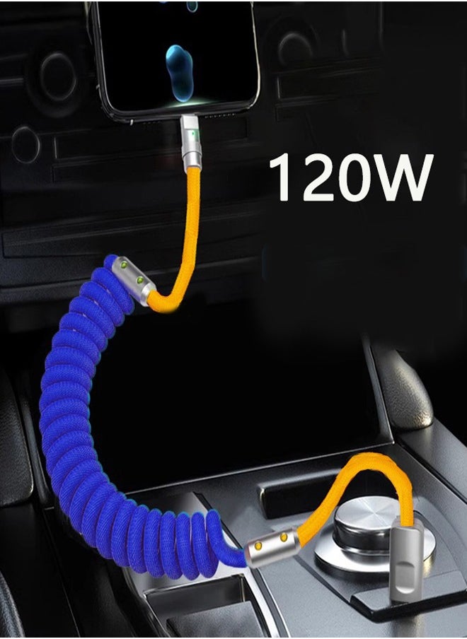 HY - Coiled Lightning PD Cable, 120W Power Delivery PD Fast charge Cable USB to Lightning for iPhone 14/13/12/11 Pro 14/13/12/11Pro Max 14/13/12/11Plus, iPad - Image 1