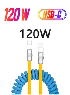 Coiled Lightning PD Cable, 120W Power Delivery PD Fast charge Cable USB to Lightning for iPhone 14/13/12/11 Pro 14/13/12/11Pro Max 14/13/12/11Plus, iPad