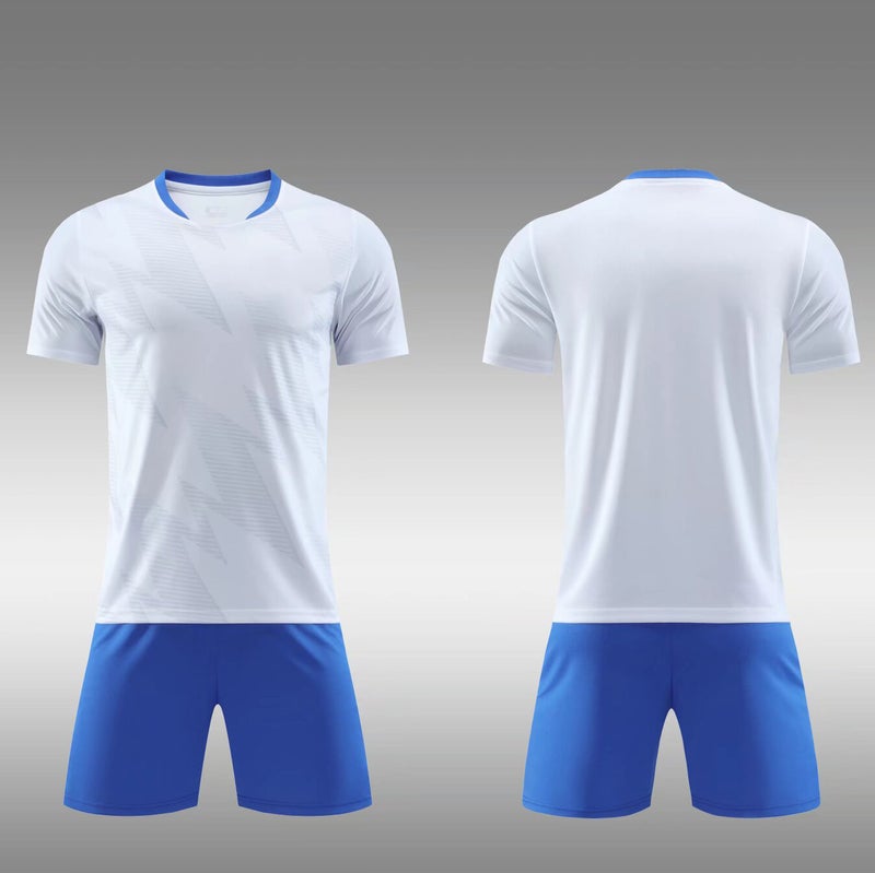 Generic Factory Wholesale Childrens Adult Football Clothes suit Mens and Womens Short Sleeve Football Clothes Student Training Competition Clothes Cross Overseas DN7101 White 