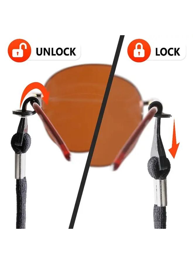 2pcs Black Adjustable Non Slip Glasses Neck Straps with Locking Clip - Image 3