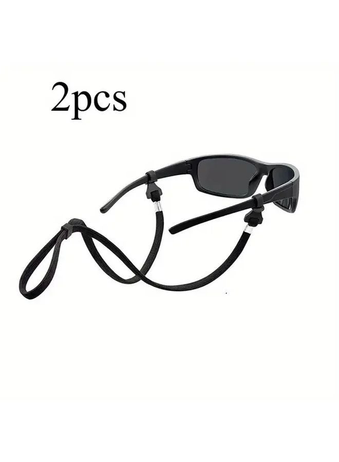 2pcs Black Adjustable Non Slip Glasses Neck Straps with Locking Clip - Image 1