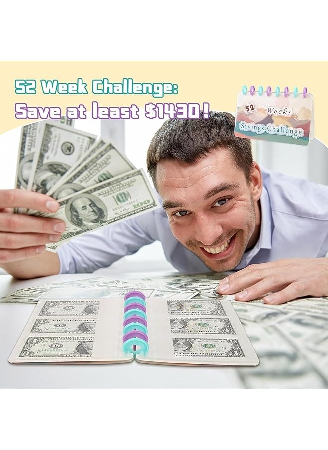 erorex - Money Saving Binder 52 Week Savings Challenge Savings Book Savings Challenges Book With Envelopes Budget Planner And Saving Money Reusable Budget Binder Challenges Notebook - Image 1