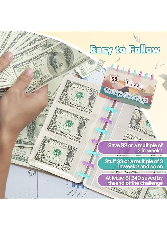 erorex - Money Saving Binder 52 Week Savings Challenge Savings Book Savings Challenges Book With Envelopes Budget Planner And Saving Money Reusable Budget Binder Challenges Notebook - Image 1