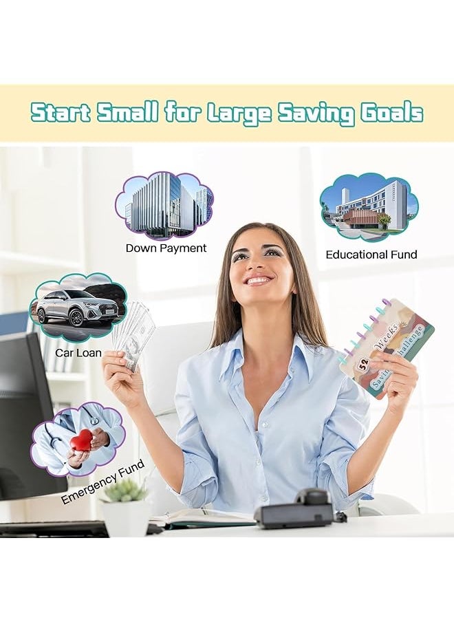 erorex - Money Saving Binder 52 Week Savings Challenge Savings Book Savings Challenges Book With Envelopes Budget Planner And Saving Money Reusable Budget Binder Challenges Notebook - Image 1