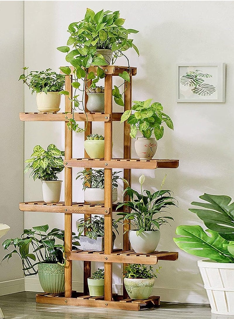 DubaiGallery Wooden Plant Stand Carbonized Wooden Plant Holder Flower Display Stand - Image 2