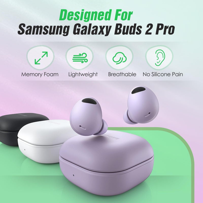 Abazar نصائح ذاكرة فوم ABAZAR لسماعات Samsung Galaxy Buds 2 Pro، بدون ألم نصائح الأذن السيليكون، بدائل نصائح الأذن المضادة للانزلاق، تناسب في علبة الشحن، تقليل الضوضاء لسماعات الأذن، 3 أزواج (أحجام متنوعة S/M/L، أسود) - Image 2