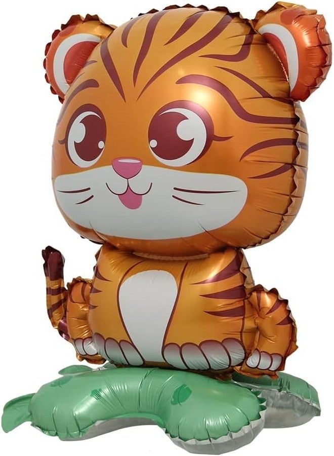 Atpata Funky 24 Inch Tiger Cub Foil Balloon, Self Standing with Base, for Jungle Safari, Animal Theme Parties, Tiger Conservation Day - Image 1