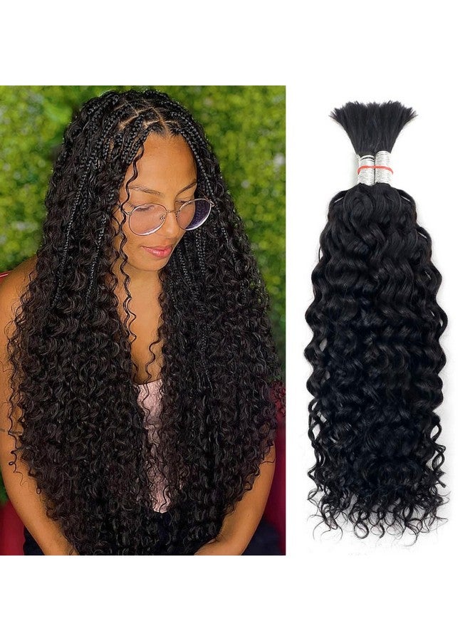 Forevermore Human Braiding Hair Water Wave Bulk Human Hair For Braiding No Weft Wet And Wavy Human Hair Braiding Hair Extensions For Boho Braids 2 Bundles Human Hair Per Pack 100G (20Inch Natural Black) - Image 1