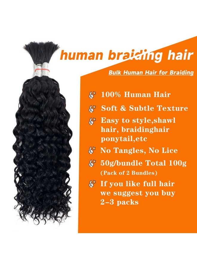 Forevermore Human Braiding Hair Water Wave Bulk Human Hair For Braiding No Weft Wet And Wavy Human Hair Braiding Hair Extensions For Boho Braids 2 Bundles Human Hair Per Pack 100G (20Inch Natural Black) - Image 3