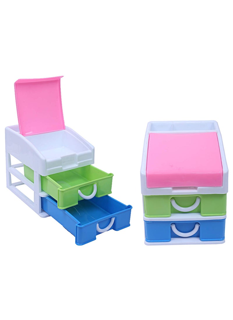 Kuber Industries Kuber Industries Plastic 2 Pieces Three Layer Drawer Storage Cabinet Box MultiCTKTC13170  - Image 1