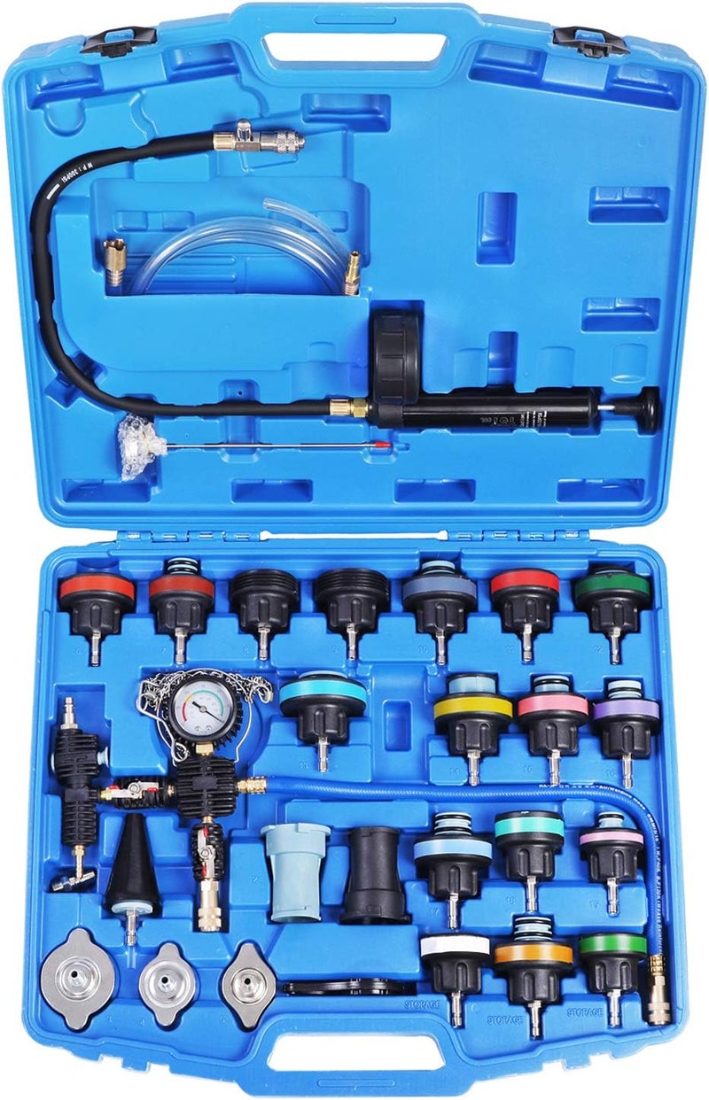 YSTOOL Radiator Pressure Tester Pneumatic Vacuum Cooling System Purge Refill Kit 28PCS - Image 1