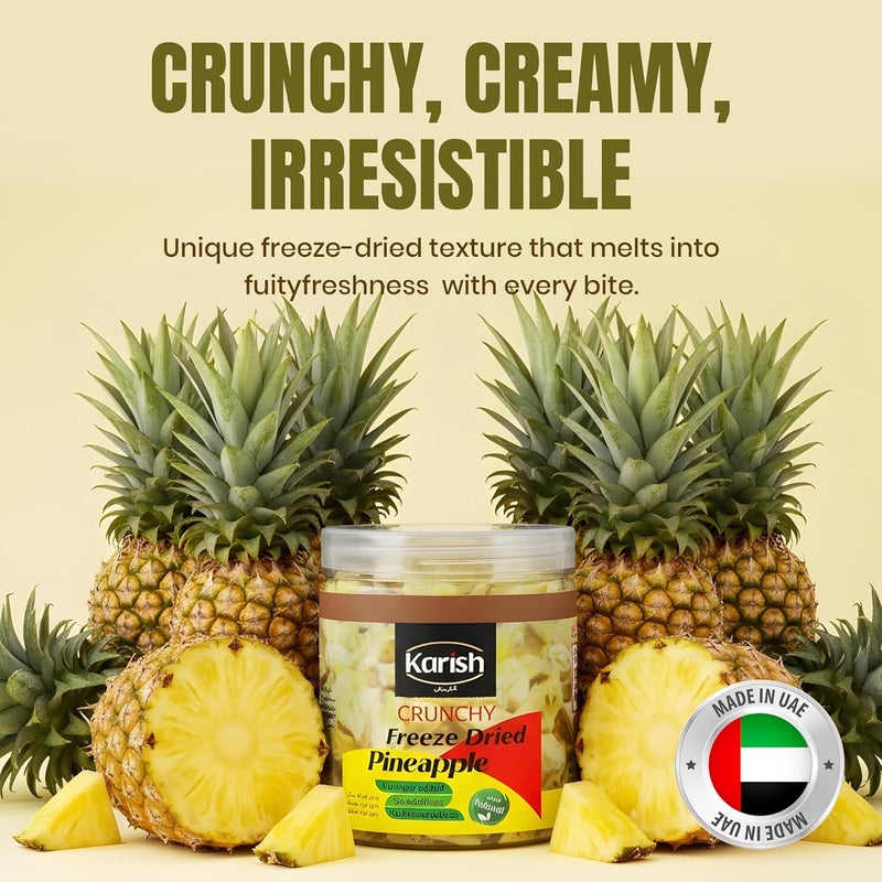 Karish Freeze Dried Pineapple 40 g Jar – Crunchy Tropical Fruit Snack, Portable Healthy Snack, Lightweight Long Shelf Life Treat - Image 3