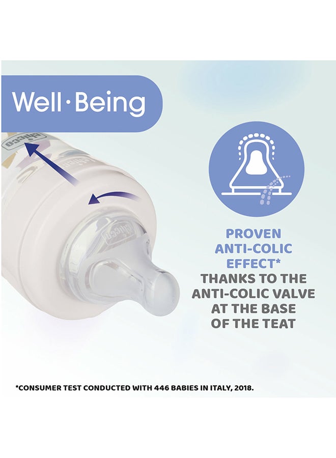 Chicco Well-Being Plastic Feeding Bottle 330ml Fast Flow 4m+ Silicone, Yellow - Image 5