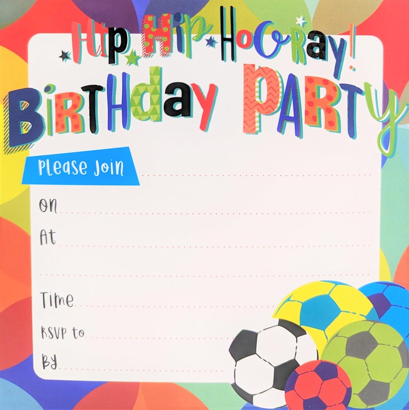 YLAB - 12 Football Party Invites - Birthday Invitations & Envelopes