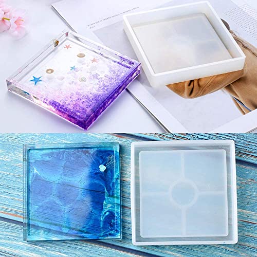 SNOOGG® DIY Square and Hexagon Coasters Combo of 4 PC Silicone Resin Art Mold for Epoxy & Multipurpose Pack of 4 PC - Image 4