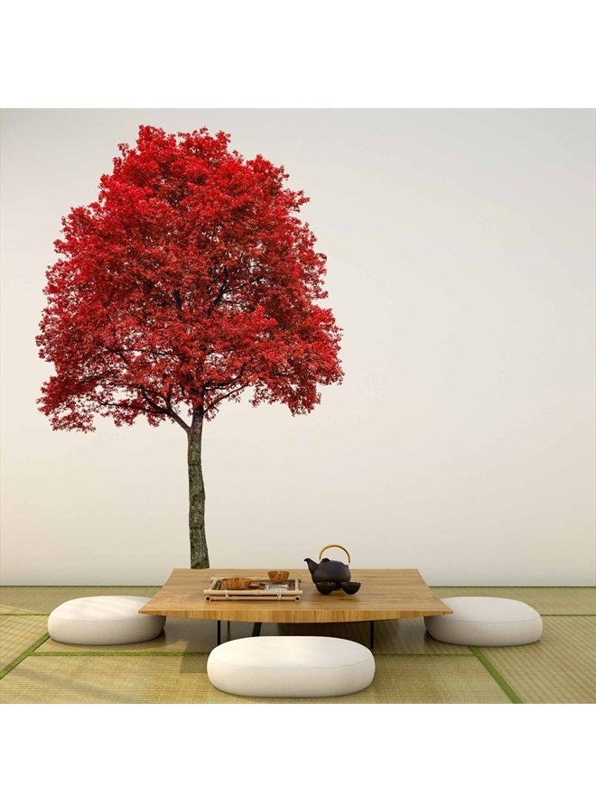 PinkEleph ® Large Red Oak Tree Wall Stickers - Nature Plant Tree Leaves Bedroom Living Room Wall Decals - Home Sofa Backdrop TV Family Wall Decor (XL, H: 60 Inches) - Image 1