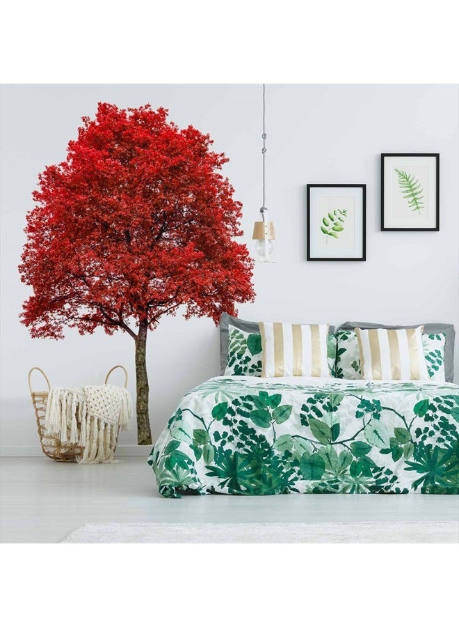 PinkEleph ® Large Red Oak Tree Wall Stickers - Nature Plant Tree Leaves Bedroom Living Room Wall Decals - Home Sofa Backdrop TV Family Wall Decor (XL, H: 60 Inches) - Image 3