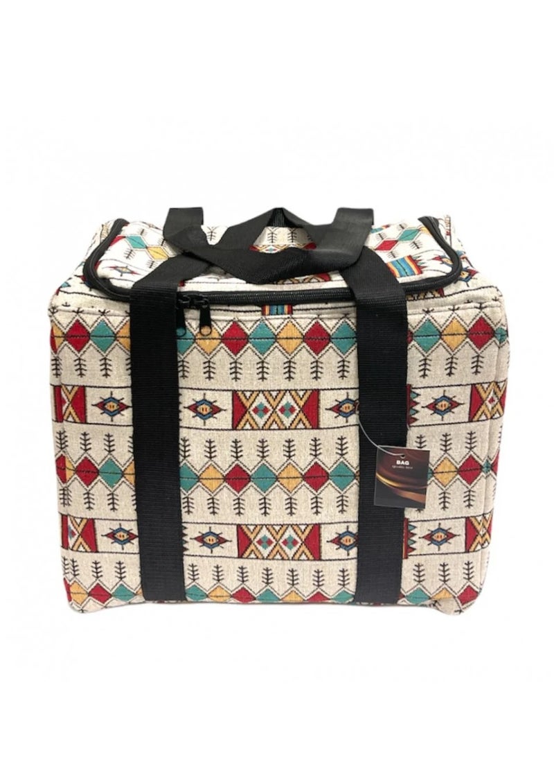 BASURRAH Canvas Bag Basket for Tea, Coffee and Dallah Thermos for Travel Beige Multicolor Random Selection  - Image 3