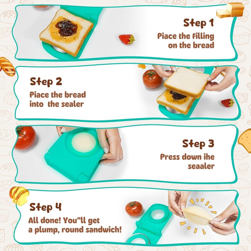 GLSY Metal Sandwich Cutter and Sealer - Round Crustless Sandwich Cutter for Peanut Butter and Jelly‌ Sandwich Maker, PB&J Snacks Party Food Prep - Image 3