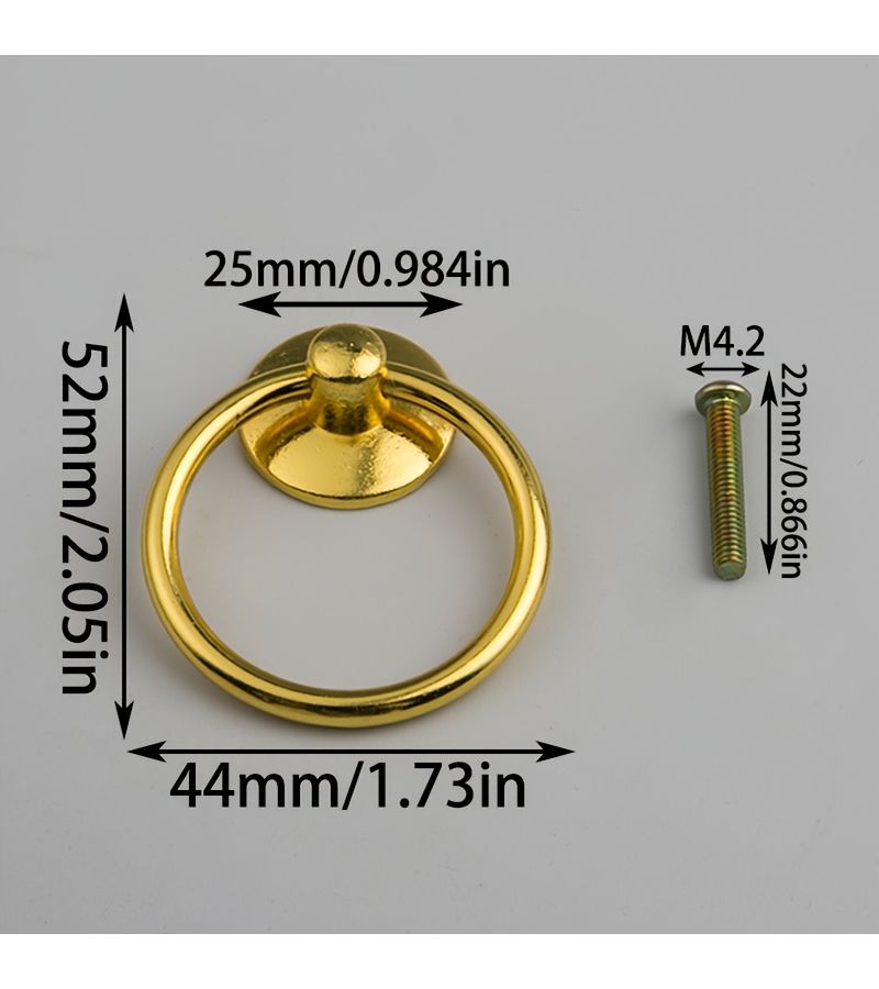 8 Pieces Bronze Iron Round Ring Drawer Handles European Style Single Hole Cabinet Handles - Image 3