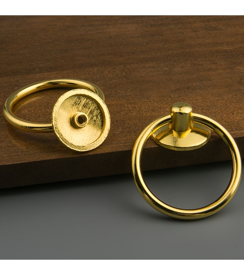 8 Pieces Bronze Iron Round Ring Drawer Handles European Style Single Hole Cabinet Handles - Image 5