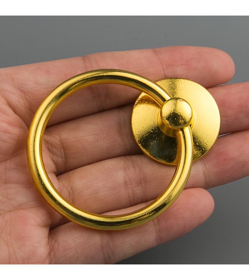 8 Pieces Bronze Iron Round Ring Drawer Handles European Style Single Hole Cabinet Handles - Image 2