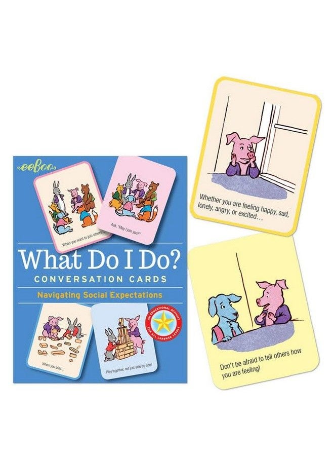 eeboo : What Do I Do? Conversation Flashcards Helps Develop Empathy Through Illustrations Of Social Situations That Show Complex Emotions Valuable Communication Skills Formed For Ages 3 And Up  - Image 3
