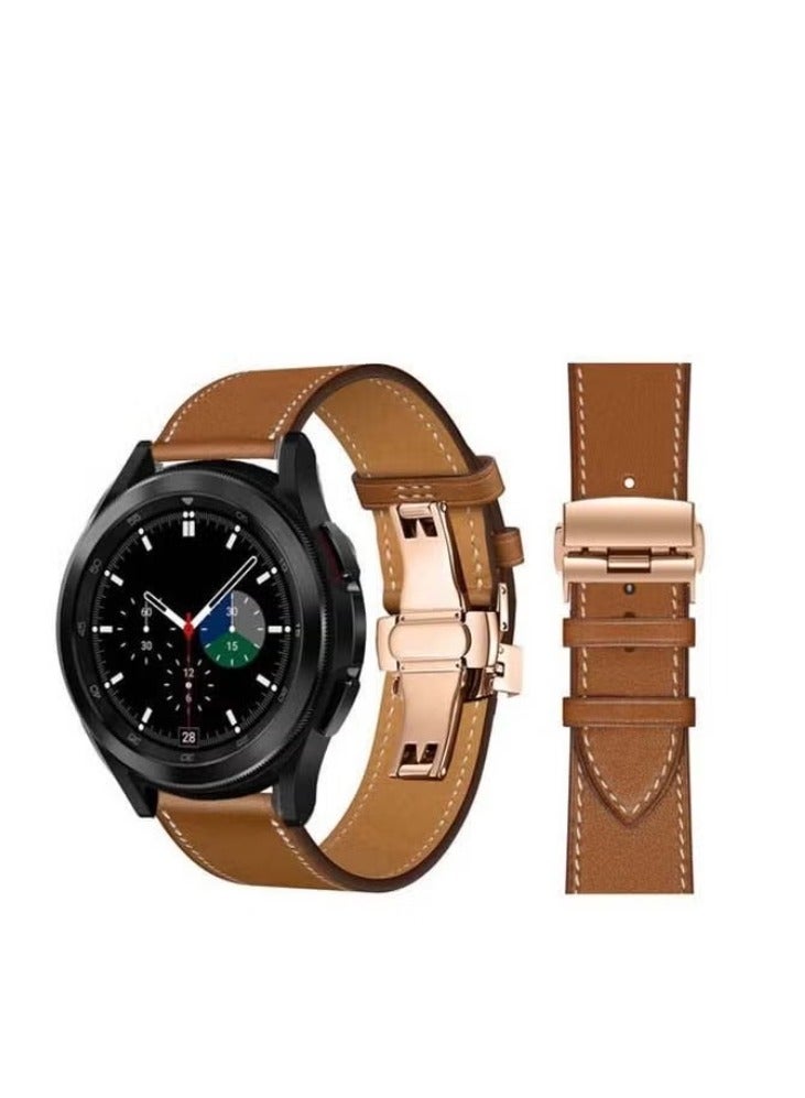 vesus Genuine Leather Replacement Band For Samsung Galaxy Watch4 42/46mm Supreme Brown