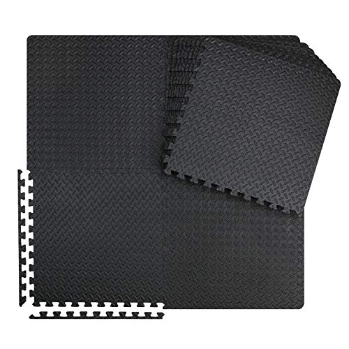 innhom Gym Flooring Gym Mats Exercise Mat for Floor Workout Mat Foam Floor Tiles for Home Gym Equipment Garage 12 Black