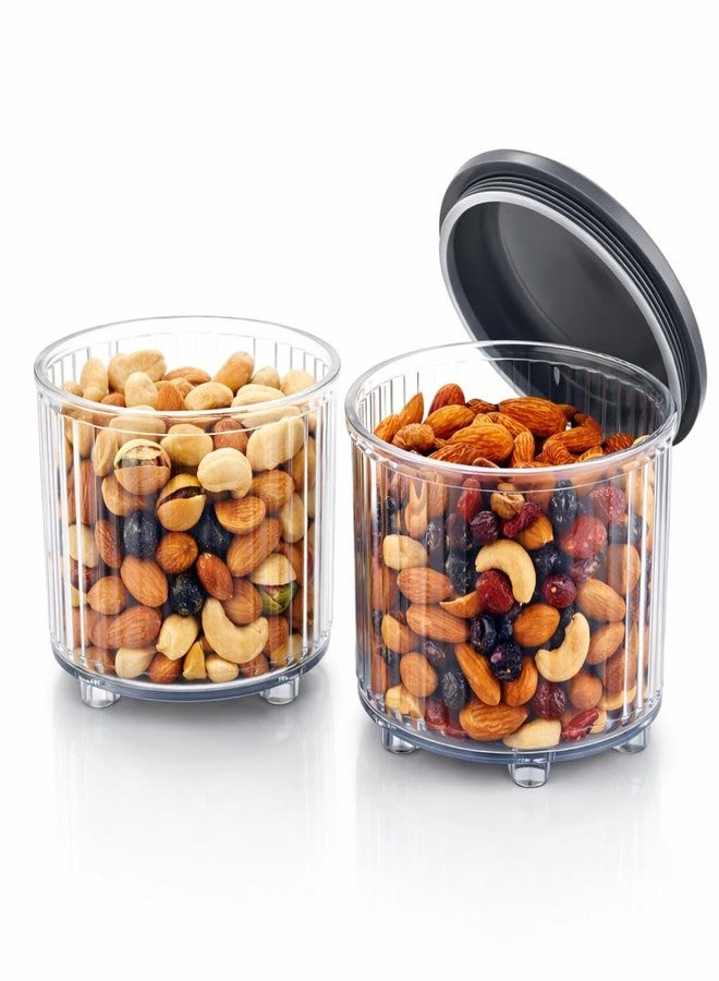 AKX Premium Round Airtight Storage Containers Set of 2 (500 ml x 2) | BPA Free Transparent Plastic | Stackable & Fridge Safe | For Dry Fruits, Grains, Pulses, Namkeen, Biscuits & Sweets - Image 5