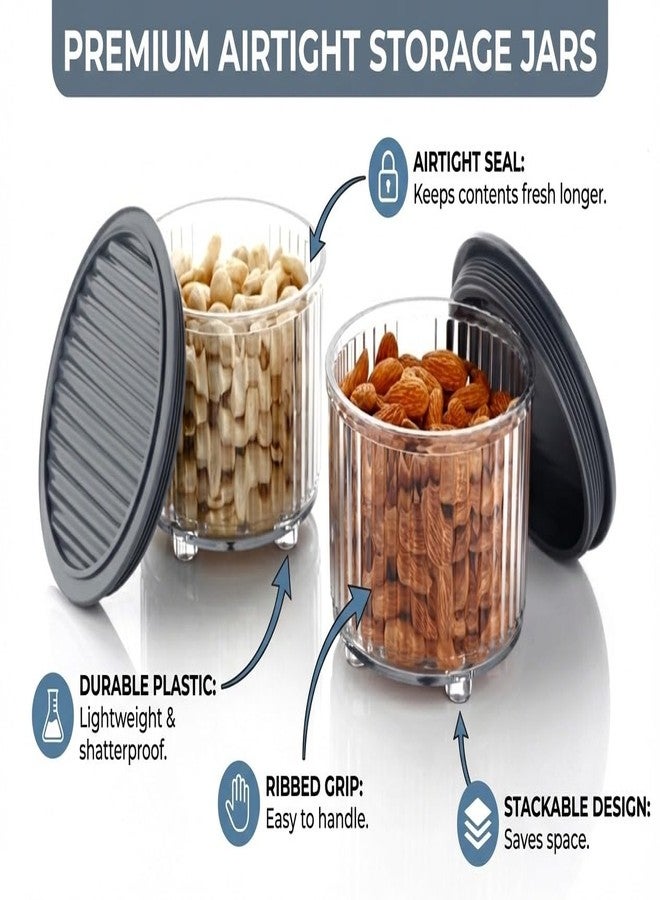 AKX Premium Round Airtight Storage Containers Set of 2 (500 ml x 2) | BPA Free Transparent Plastic | Stackable & Fridge Safe | For Dry Fruits, Grains, Pulses, Namkeen, Biscuits & Sweets - Image 3