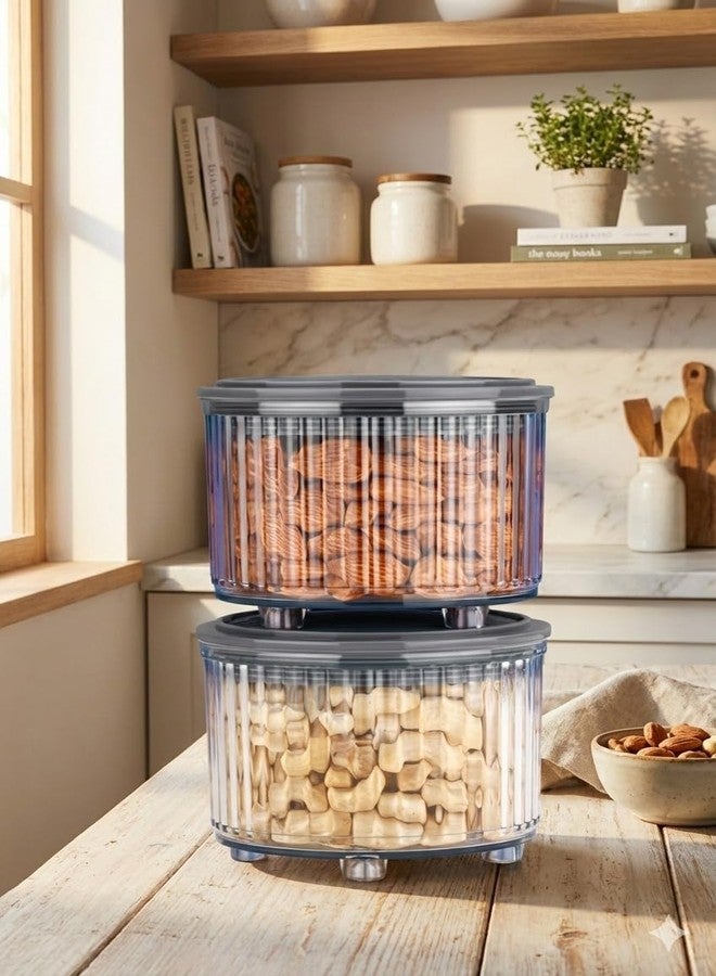 AKX Premium Round Airtight Storage Containers Set of 2 (500 ml x 2) | BPA Free Transparent Plastic | Stackable & Fridge Safe | For Dry Fruits, Grains, Pulses, Namkeen, Biscuits & Sweets - Image 4
